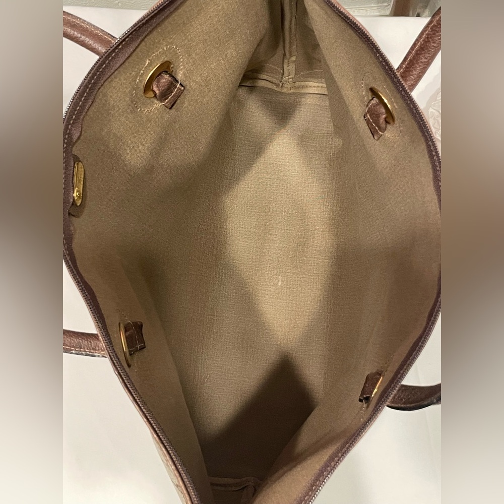 NWOT GUCCI Vintage GG Brown Monogram Canvas and Leather XL Travel 90s Tote Bag - Picture 6 of 10